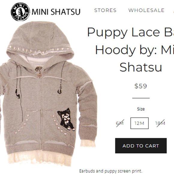 MINI SHATSU Puppy Lace Zip-Front Hoody - Picture 11 of 11